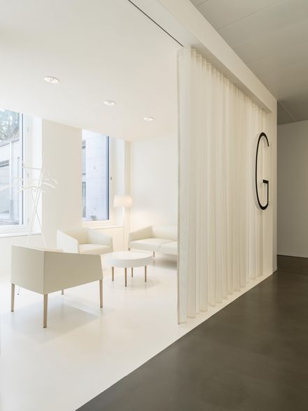 acoustic curtain WHISPER classic Hirslanden Clinic waiting area by Dost architecture