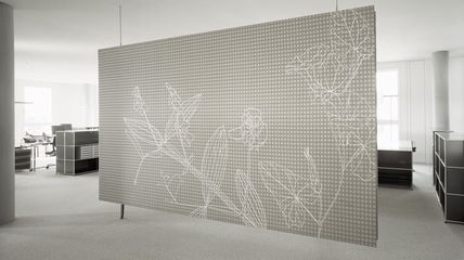 acoustic panel embroidered designed by Annette Douglas for Jacob Burckhardt House Basel