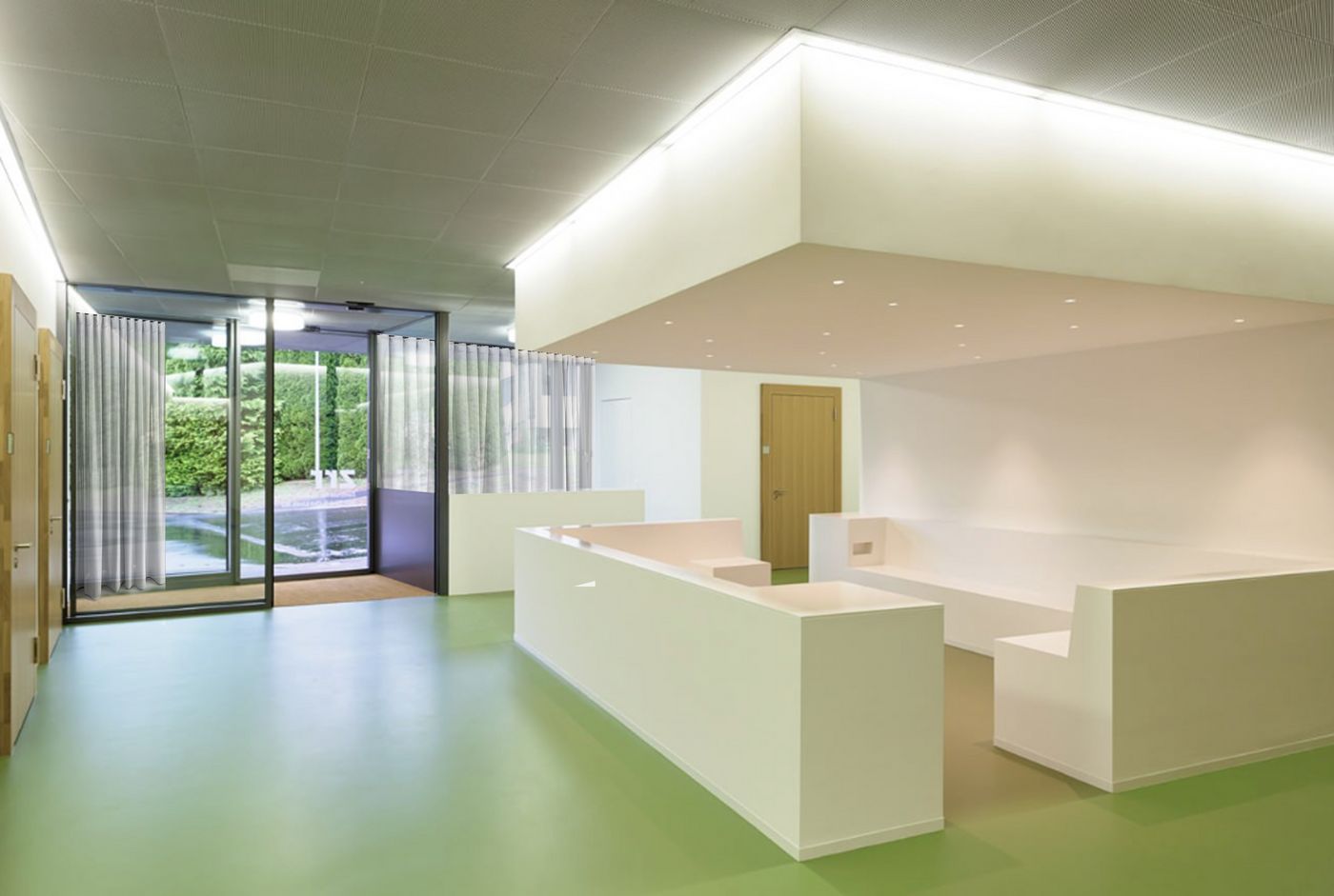 Radiology Center in Rueti waiting area acoustic curtain STREAMER pro 