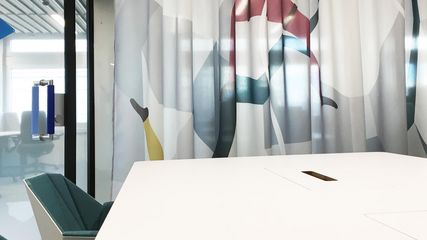 Meeting room with printed design on acoustic fabric WHISPER classic