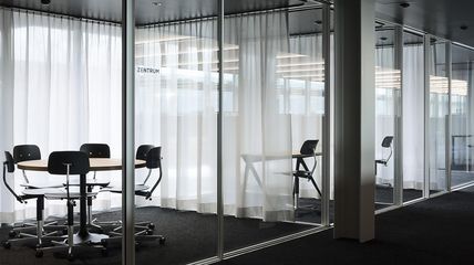 acoustic curtain LIQUID classic meeting rooms of headquarter Skyframe in Frauenfeld