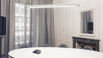 translucent transparent acoustic curtain STREAMER pro project Euronova meetingroom by Brandstorm